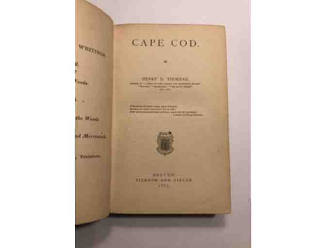 FIRST EDITION - CAPE COD. THOREAU. Ticknor & Fields, 1865. Purple Cloth.