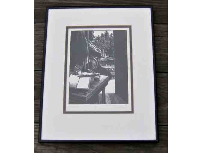 Framed Michael McCurdy Print "Thoreau at Cabin" (Signed and Numbered) - Photo 1
