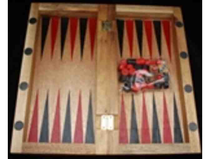 Backgammon Set in Folding Wood Box with Thoreau Society Logo