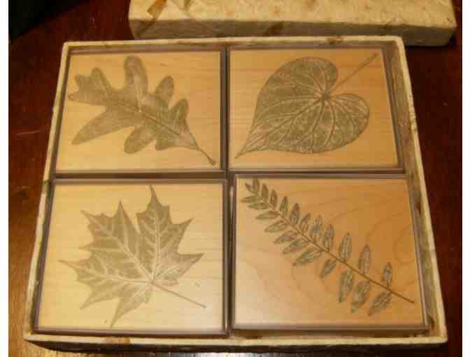 Leaf Impressions Rubber Stamp Set of Four in Natural Paper Gift Box