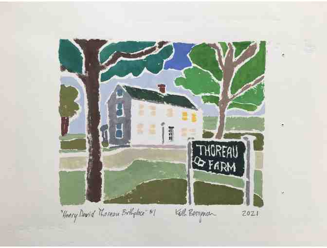 "Henry David Thoreau Birthplace #1," an original white-line woodcut print - Photo 1