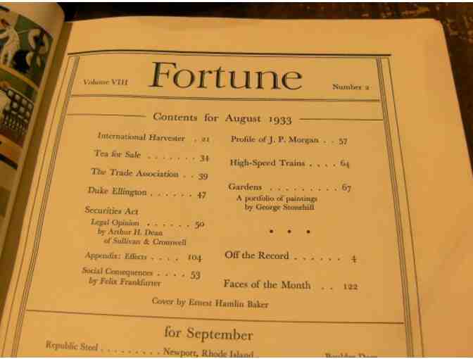 FORTUNE magazine, August 1933: Articles on J. P. Morgan, Duke Ellington, High-Speed Trains