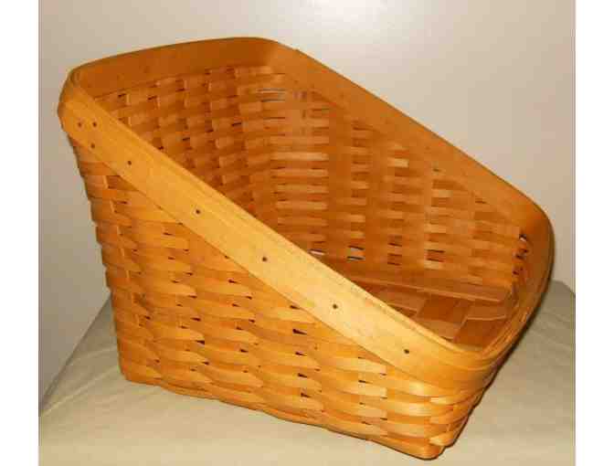 Longaberger Maplewood Basket with Green Liner, for holding books, magazines, etc.