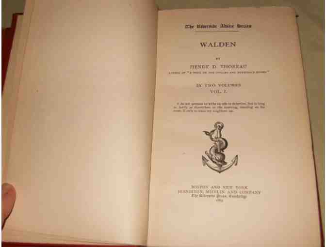 Walden, by Henry D. Thoreau, in two volumes (Houghton, Mifflin, 1889)