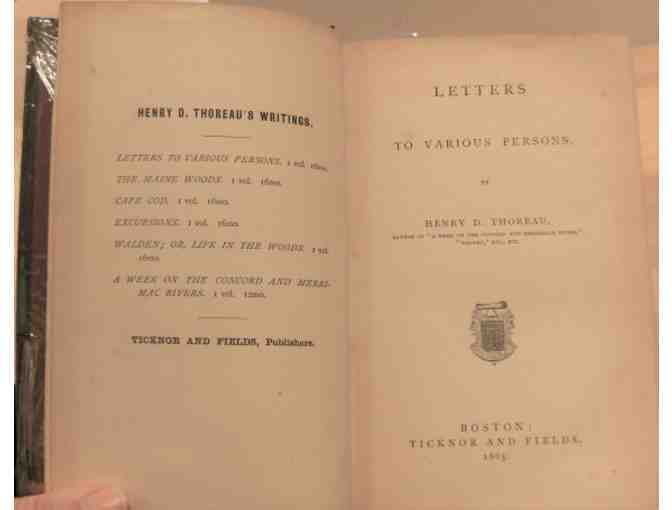 FIRST EDITION Letters to Various Persons, by Henry D. Thoreau, Ticknor and Fields, 1865