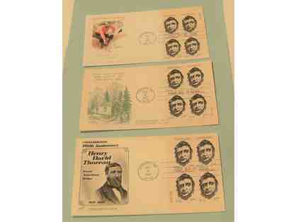 1967 First Day of Issue Envelopes with 4-blocks of Baskin Thoreau Stamps (3)