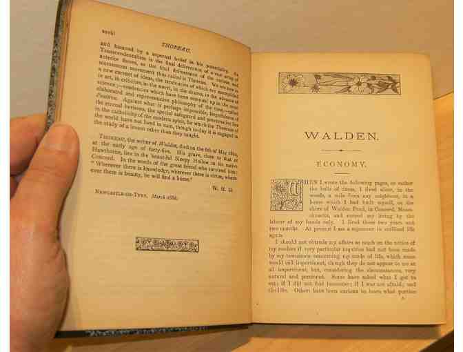 Walden, by Thoreau; introduction by Will H. Dircks (London, Walter Scott, 1886)