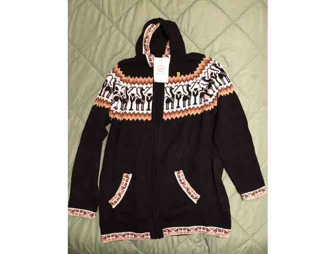 Gamboa Black Alpaca Full Zip Hoodie Sweater for Women (Size XL)