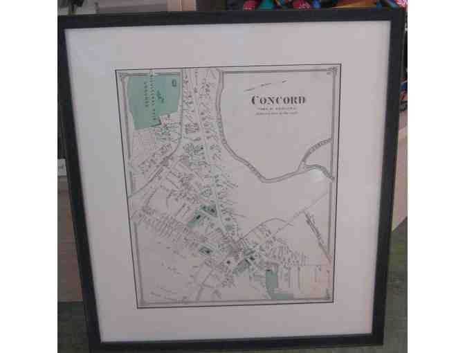 1875 Beers Atlas Map of Concord, Mass. (original page, framed, with marks) - Photo 1