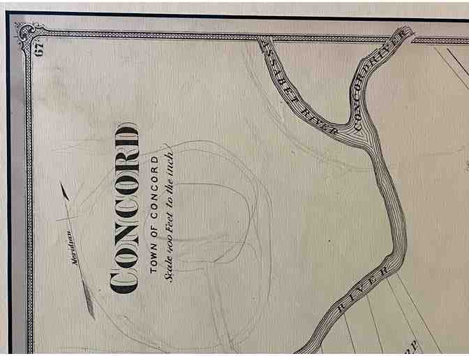 1875 Beers Atlas Map of Concord, Mass. (original page, framed, with marks) - Photo 3