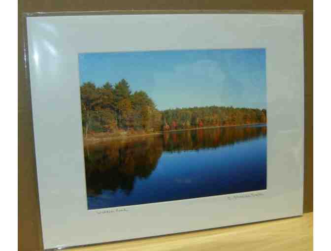 Walden Pond Autumn Reflection - Matted Giclee Print by Deborah Shneider Smith