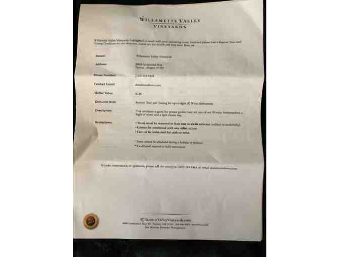 Willamette Valley Vineyards Private Tour