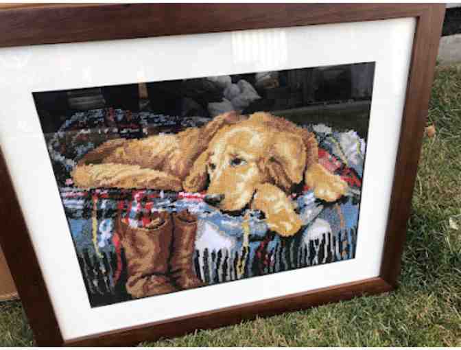 Intricate Crewel Art of Ranch Doggie