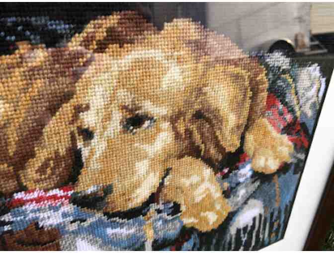 Intricate Crewel Art of Ranch Doggie