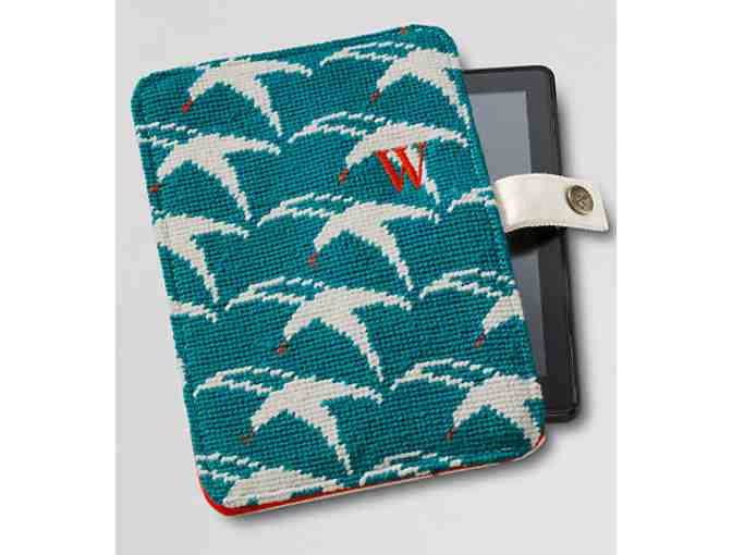 Land's End Needlepoint Nook-Kindle Case - Turquoise Seagull