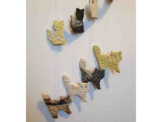 Artisan-Created One of a Kind Ceramic Cat Wind Chime