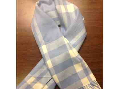 Cashmere scarf - Soft Blue and White Plaid