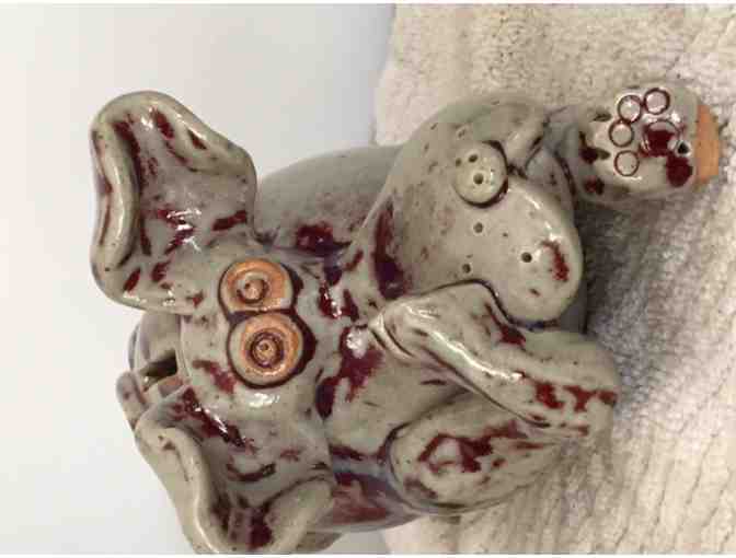 Artisan-Crafted Ceramic Play Bow Dog