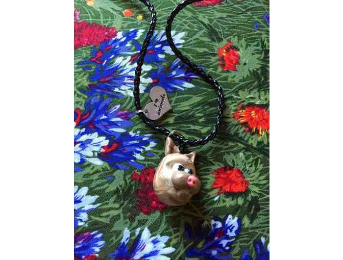 'I Love Animals' Resin Pig Necklace