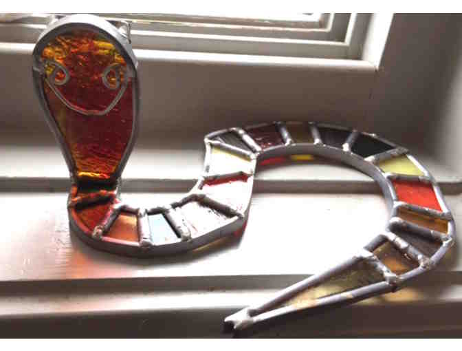 One-of-a-Kind Stained Glass King Cobra