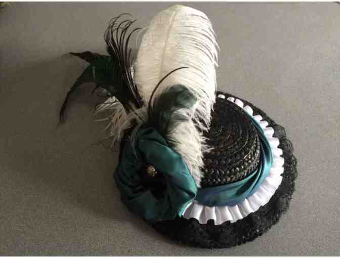 Auralynne Splendor Steampunk Straw hat - Ocean Green, White, and Black