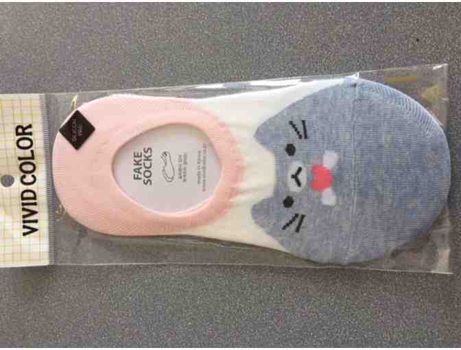 Kitten below-ankle socks - pink trim - Photo 1