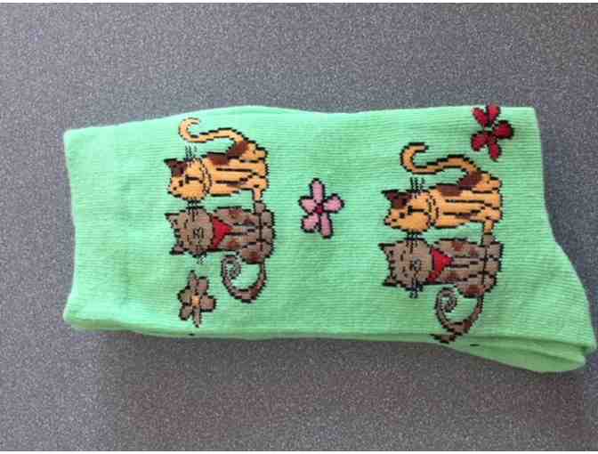 Best of Friends Socks - Cats - leaf green - Photo 1