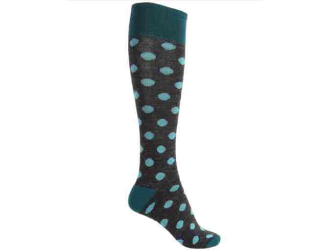 Catawba Dots Fashion Socks - Over the Calf (For Women) - Blue Dots - Photo 1