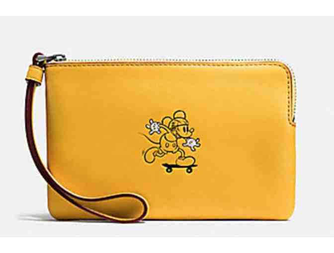 COACH CORNER ZIP WRISTLET IN GLOVE CALF LEATHER WITH MICKEY - NWT - Photo 1