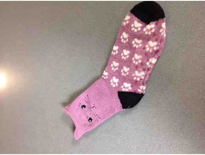 Fuzzy Friends Slipper Socks - Pink Cat - Photo 1