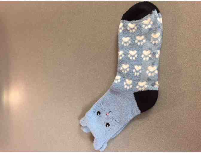 Fuzzy Friends Slipper Socks - Blue Cat - Photo 1