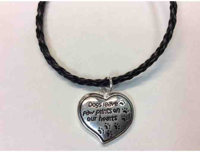 Sterling Dog Paw Print Heart Bracelet