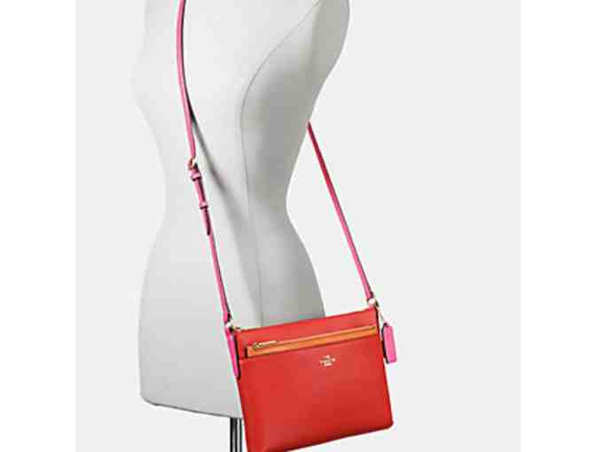 COACH EAST/WEST CROSSBODY WITH POP UP POUCH IN COLORBLOCK LEATHER