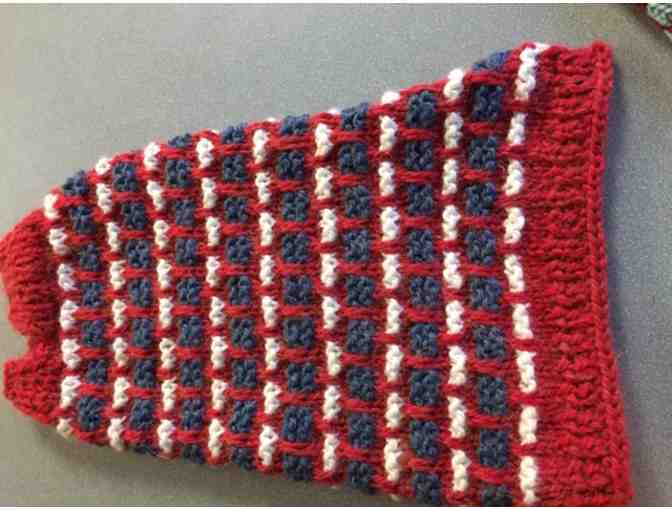 Hand-Knit Dog/Cat Sweater - Rust/Gray/White 16'