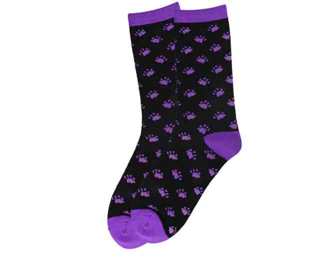 All over paws socks (womens) - purple paws - Photo 1