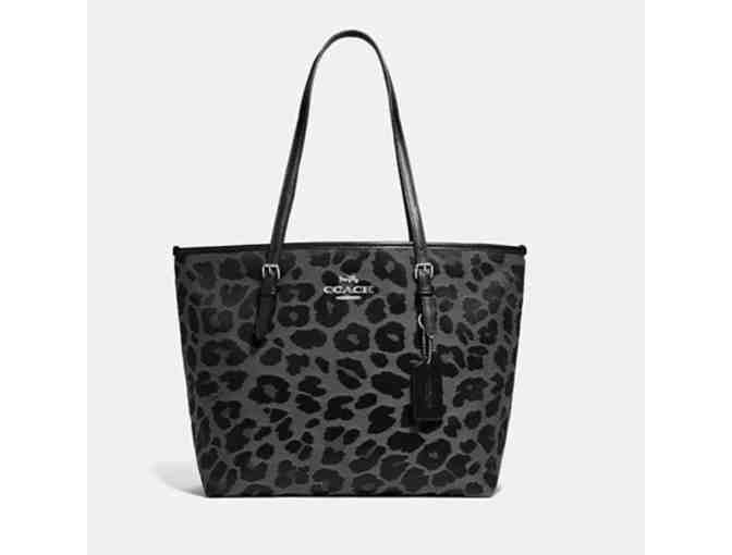 Coach Zip Top Tote With Leopard Print - Photo 1