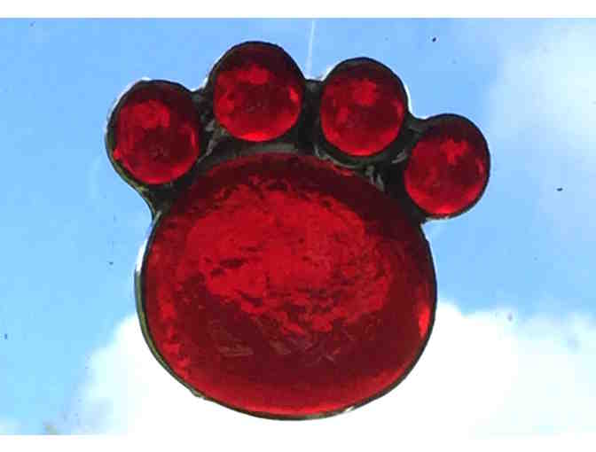 Artisan-Crafted Stained Glass Paw - Ruby - Photo 1