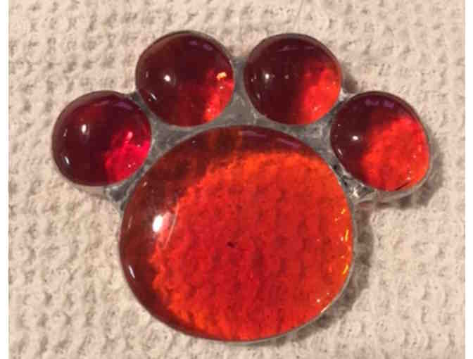 Artisan-Crafted Stained Glass Paw - Tangerine - Photo 1
