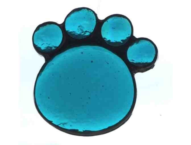 Artisan-Crafted Stained Glass Paw - Turquoise - Photo 1