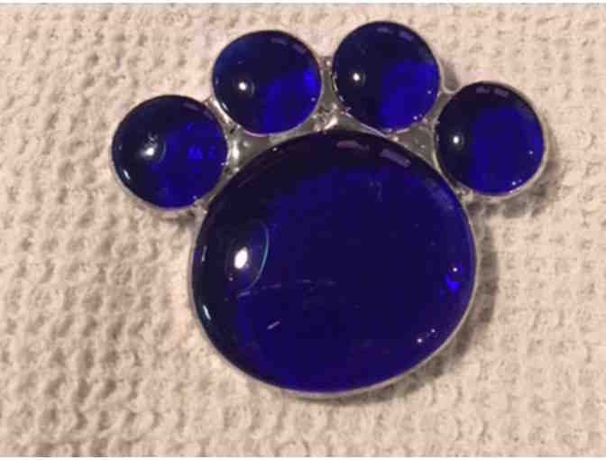 Artisan-Crafted Stained Glass Paw - Indigo - Photo 1