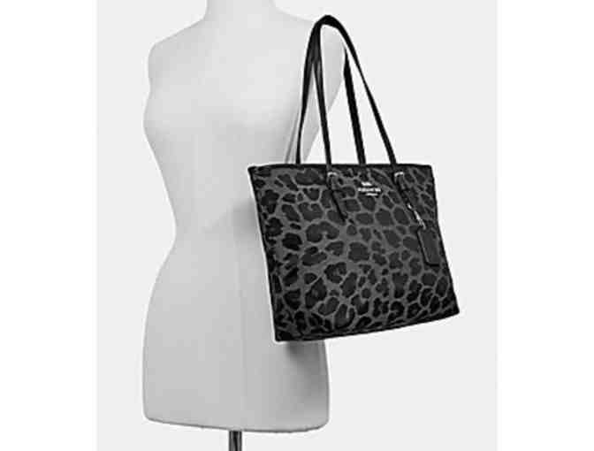 COACH ZIP TOP TOTE WITH LEOPARD PRINT