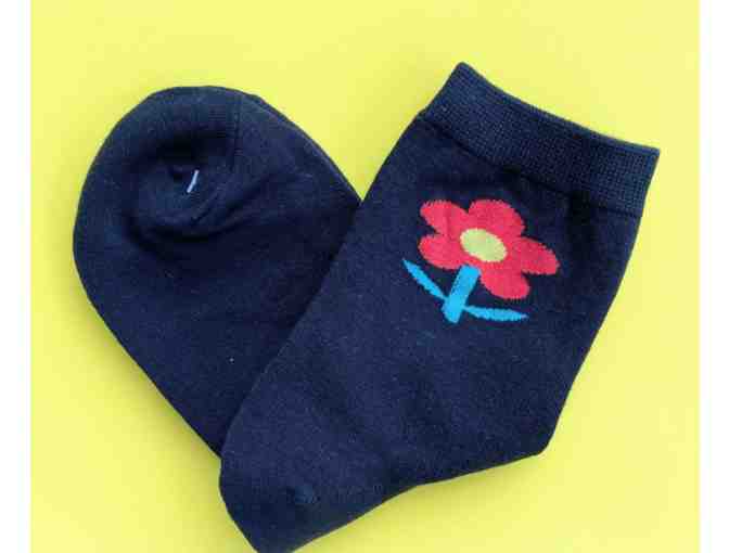 Flower Power - Crew Socks - Black - Photo 1