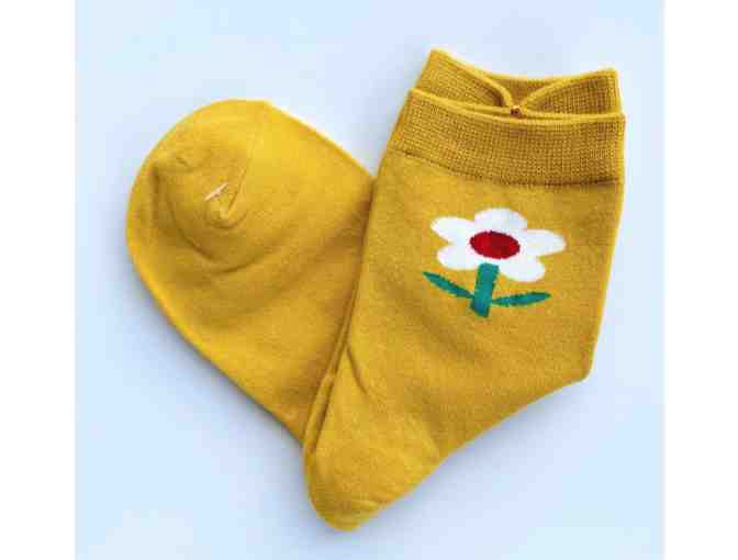 Flower Power - Crew Socks - Yellow - Photo 1
