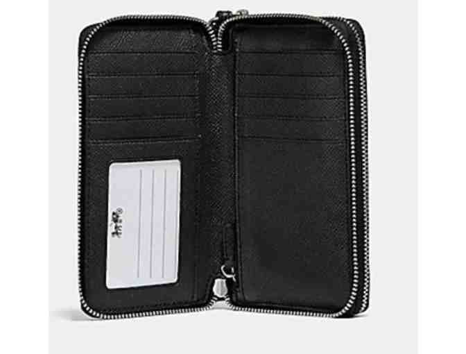 COACH DOUBLE ZIP PHONE WALLET WITH OCELOT PRINT