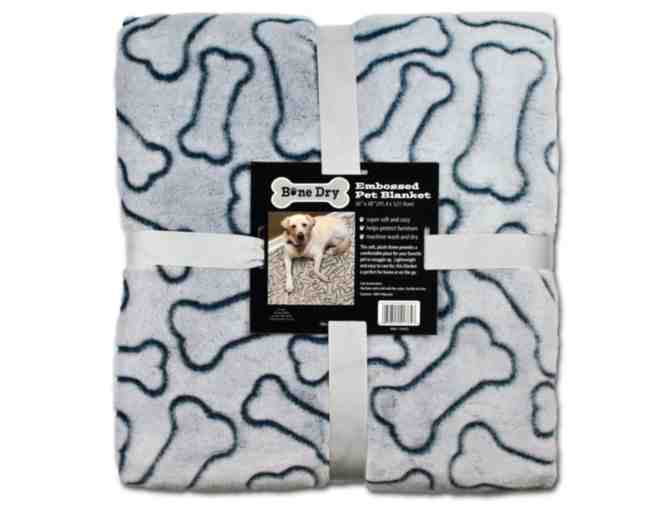 Bone Dry Embossed Bone Pet Throw Blanket - Blue - Photo 1