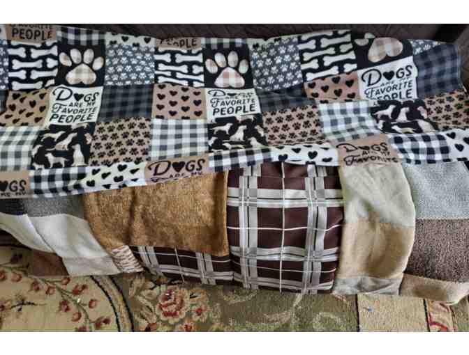 Handcrafted Lap Blanket - Huge! 'Dogs are my Favorite People'/ Upcycled Fabrics
