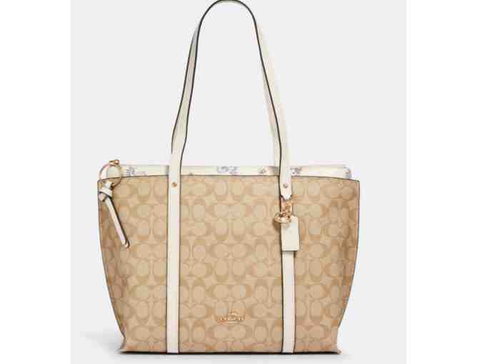 Coach May Tote In Signature Canvas With Dandelion Floral Print