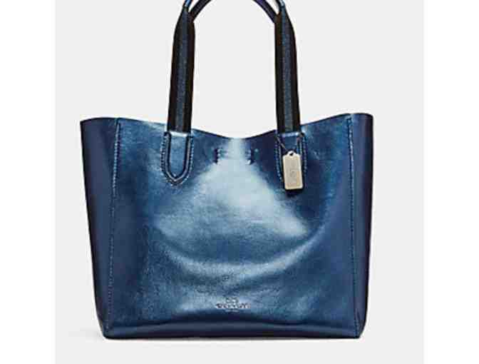 COACH LARGE DERBY TOTE IN METALLIC PEBBLE LEATHER - Photo 1