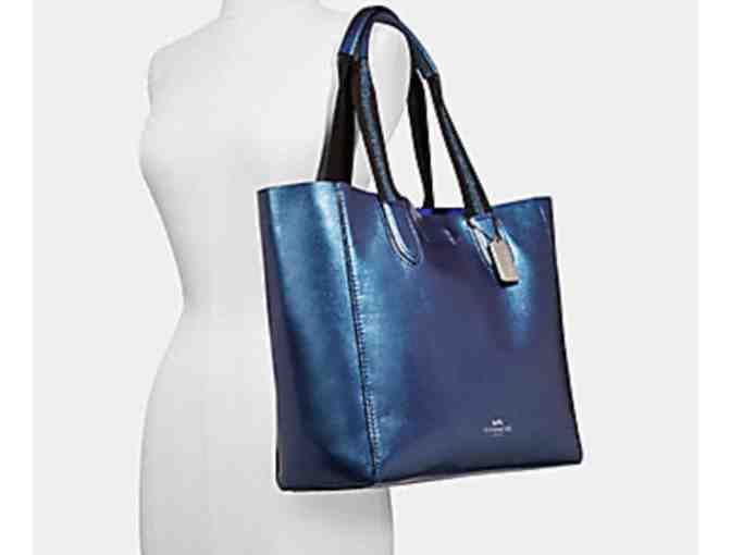 COACH LARGE DERBY TOTE IN METALLIC PEBBLE LEATHER
