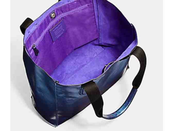 COACH LARGE DERBY TOTE IN METALLIC PEBBLE LEATHER